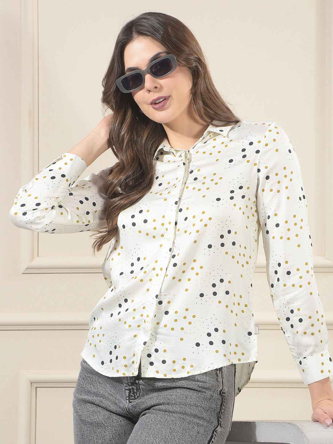 White Polka Dots Modal Shirt