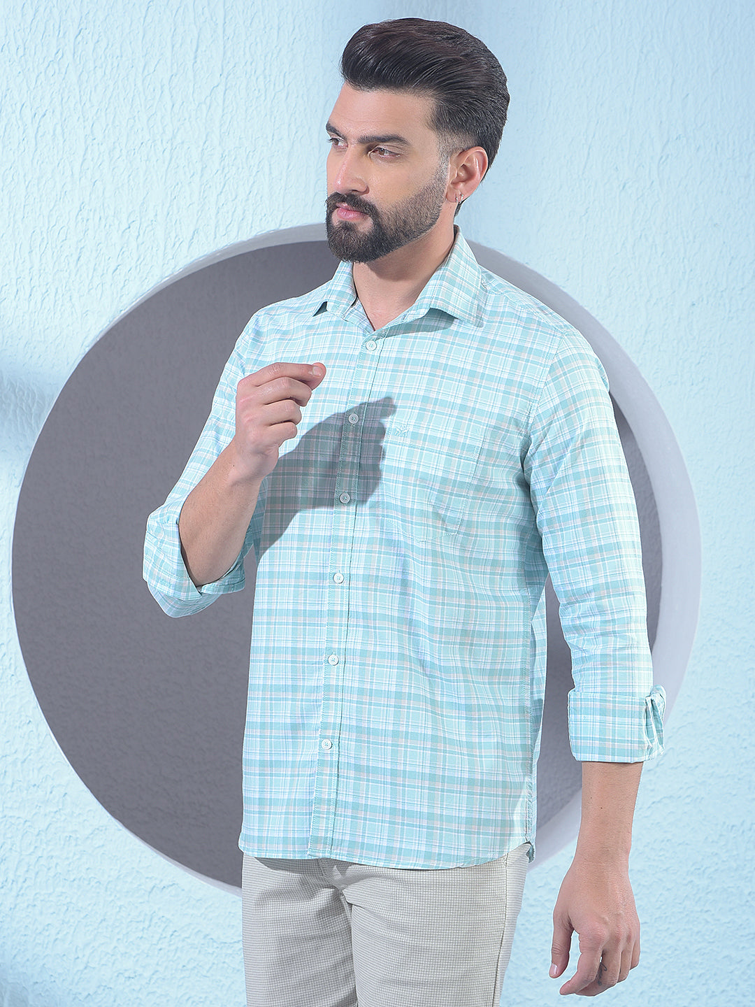 Green Checked 100% Cotton Shirt