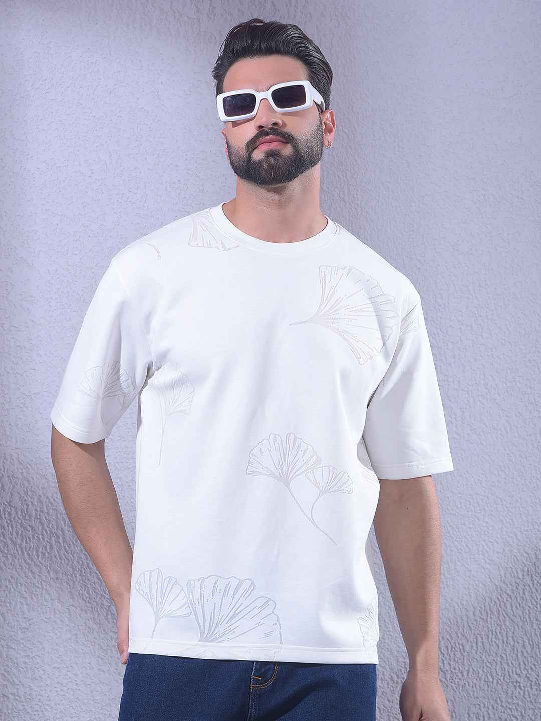 White Jacquard Oversize T-Shirt
