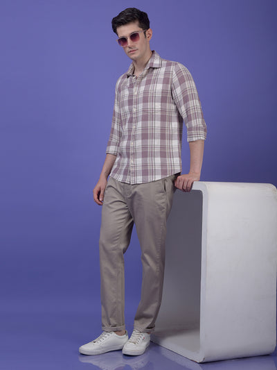 Purple Checked 100% Cotton Shirt