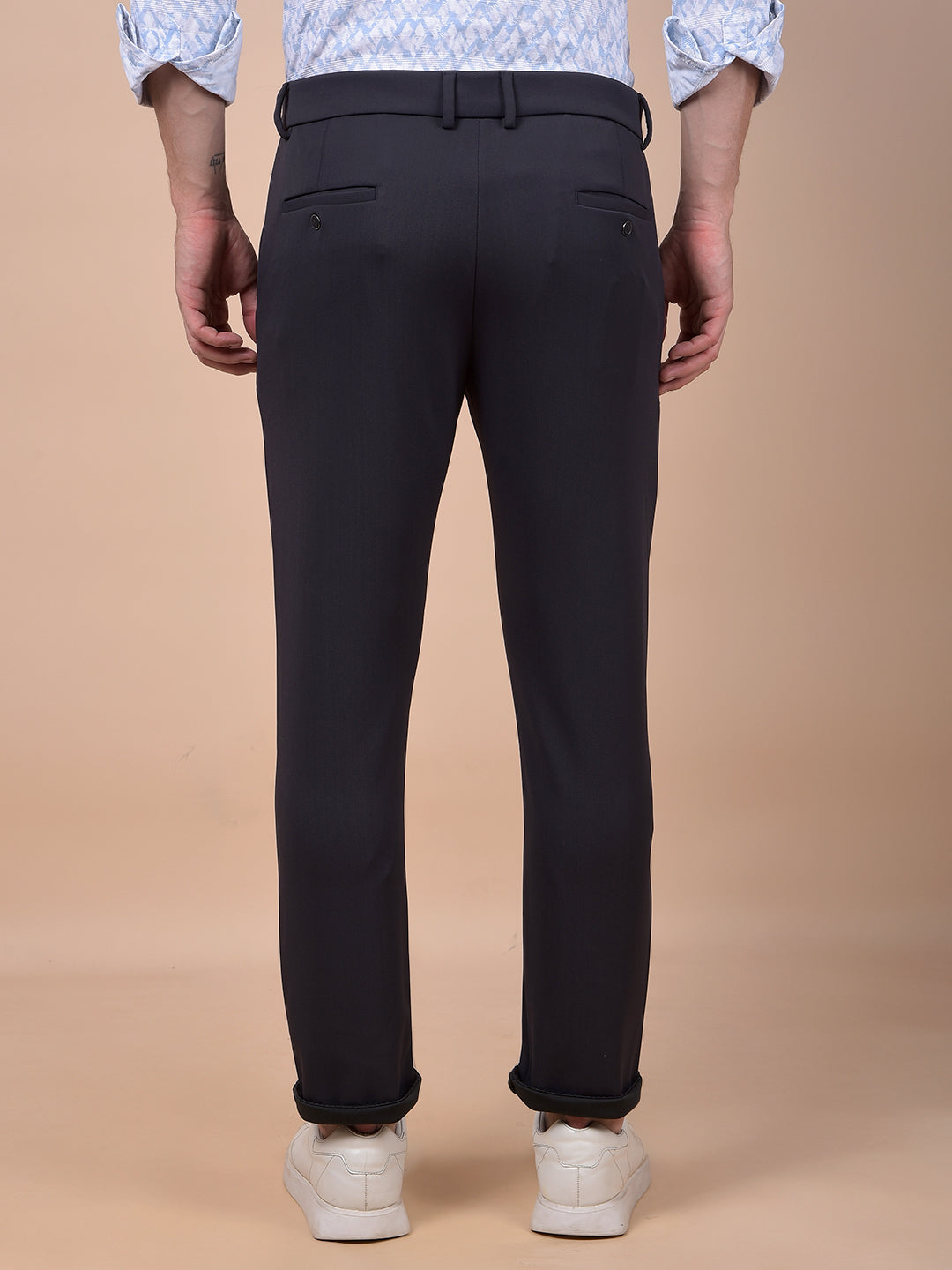 Navy Blue Printed Trousers