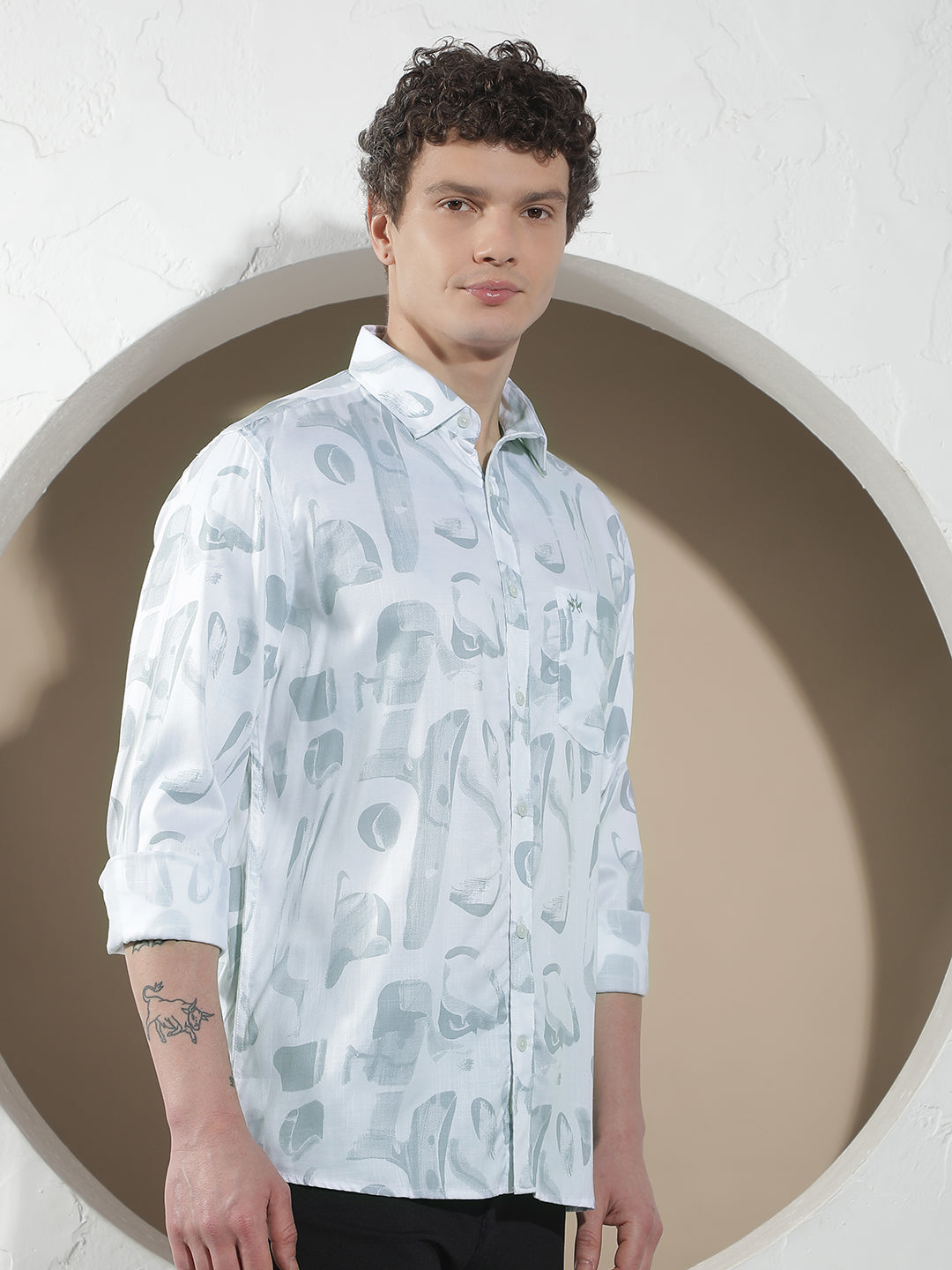 Mist Grey Printed Shirt