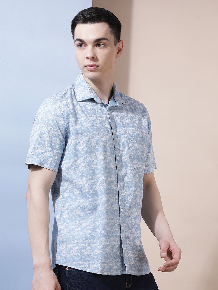 Blue Floral Print Shirt