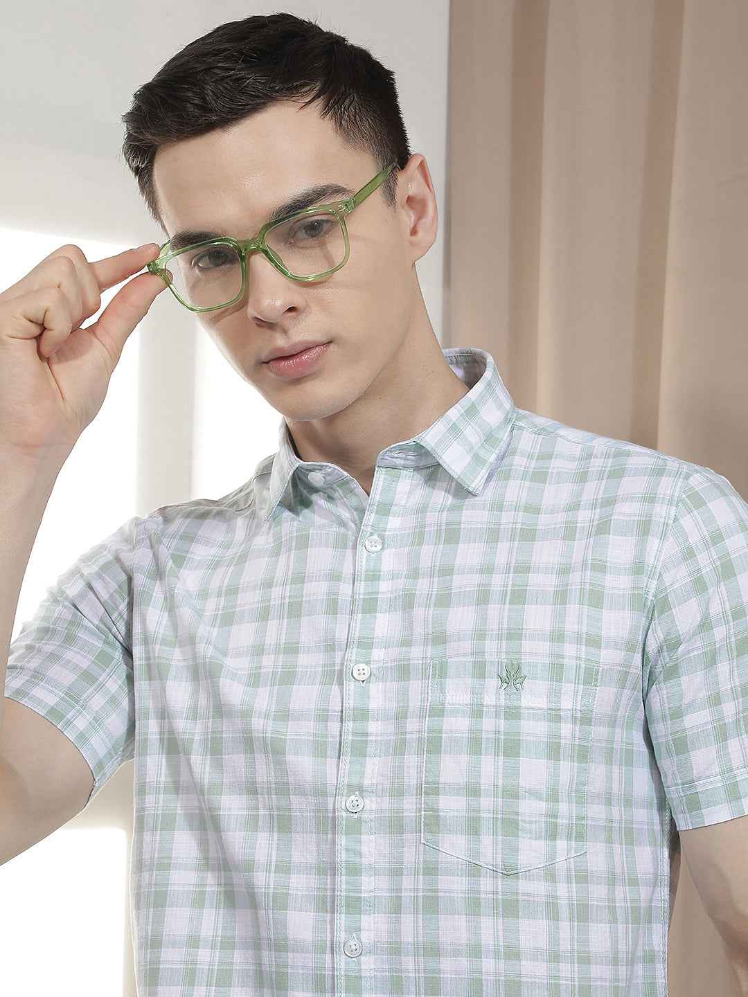 Green Checked 100% Cotton Shirt