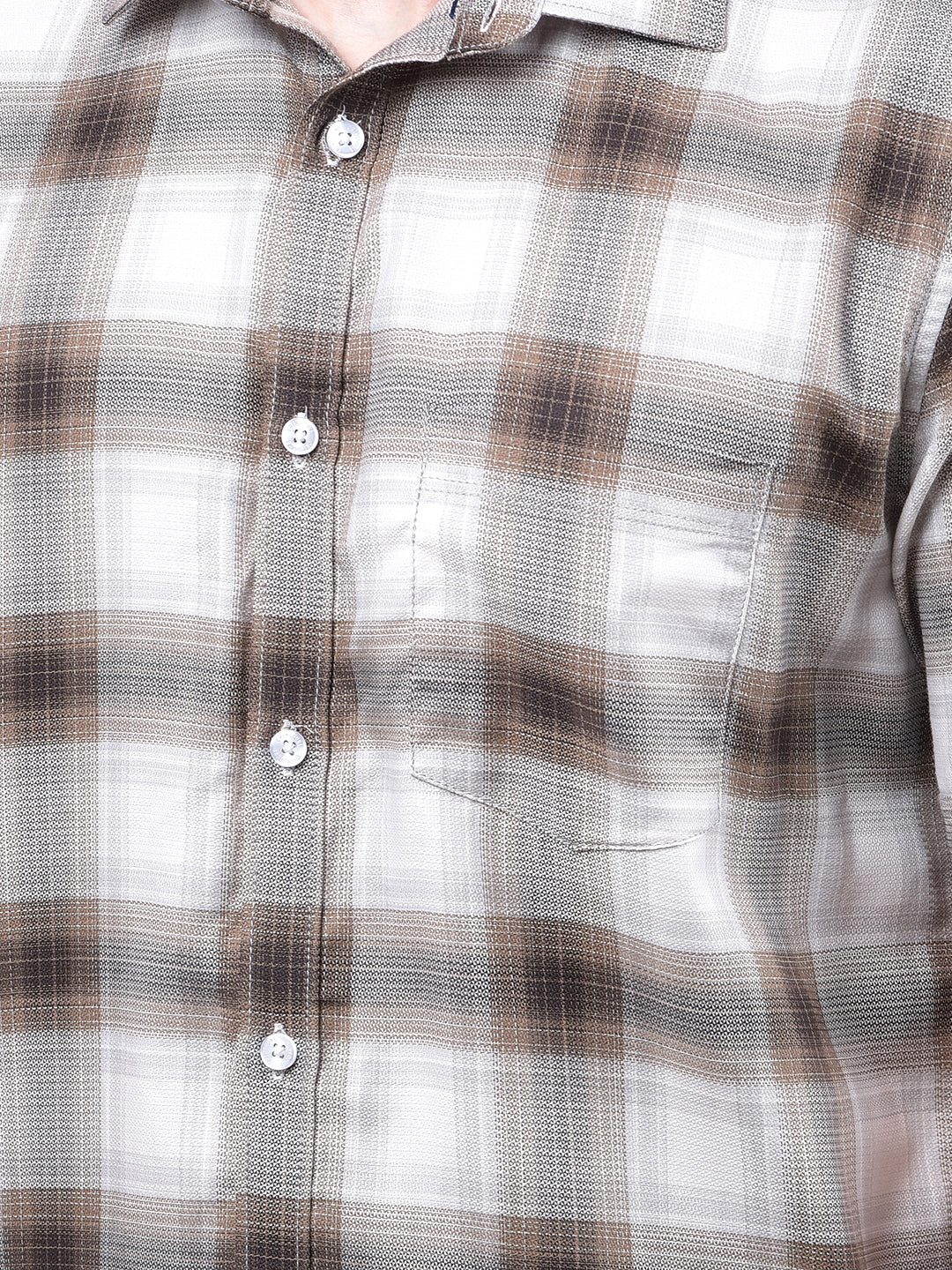 Brown Checked 100% Cotton Shirt