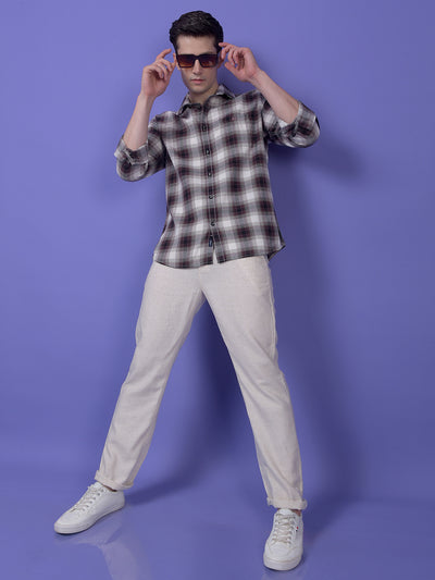 Maroon Checked 100% Cotton Shirt