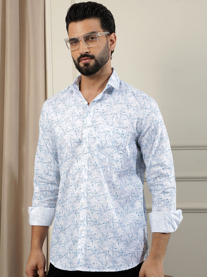 Essential Sky Blue Printed Shirt