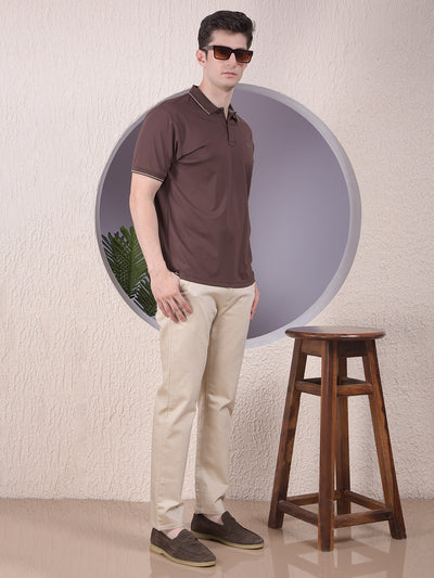 Brown Polo-Neck T-Shirt