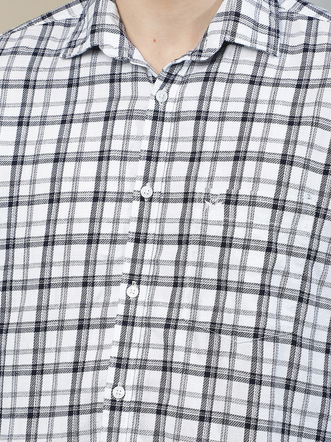 White 100% Cotton Checked Shirt