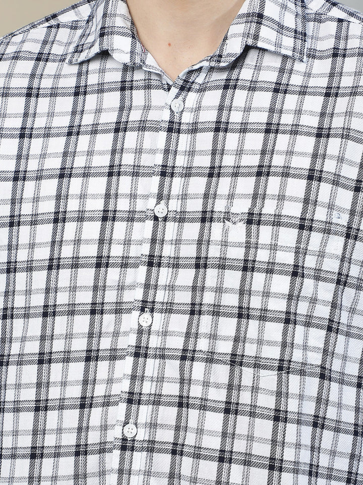 White 100% Cotton Checked Shirt