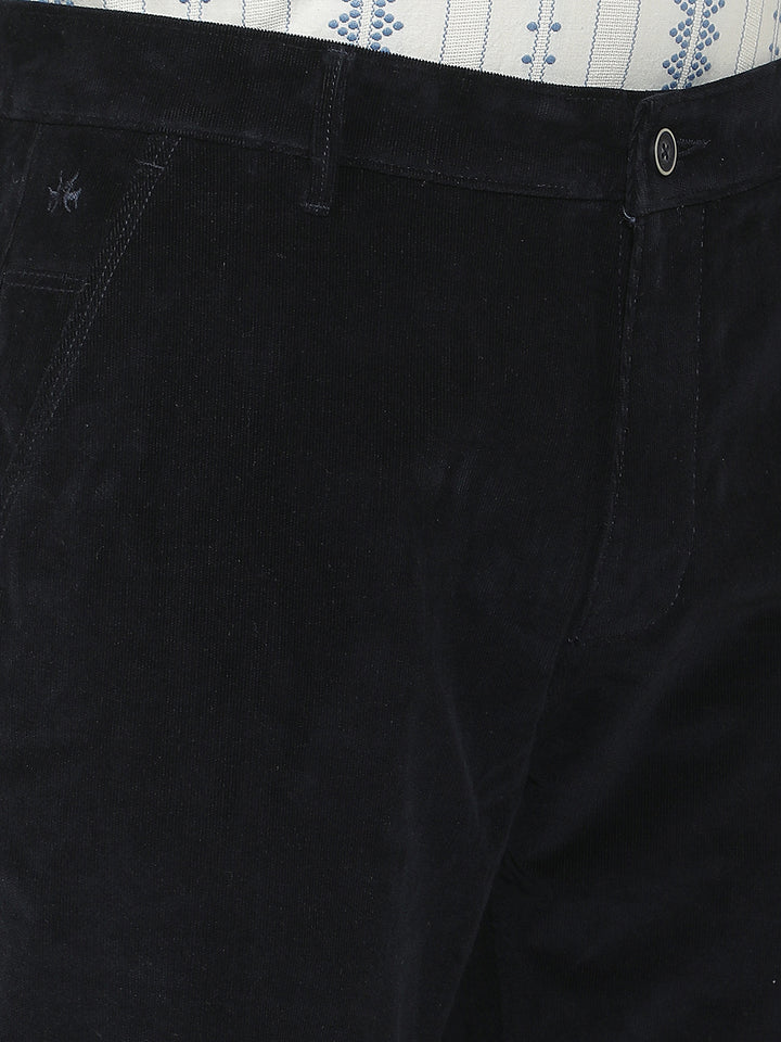 Navy Blue Straight Corduroy Trousers