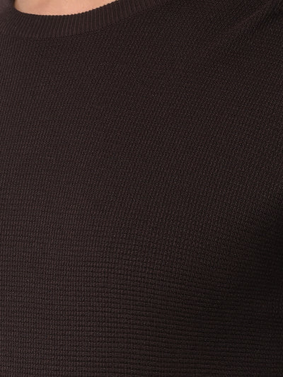 Tapered Fit Brown Jacquard Sweater