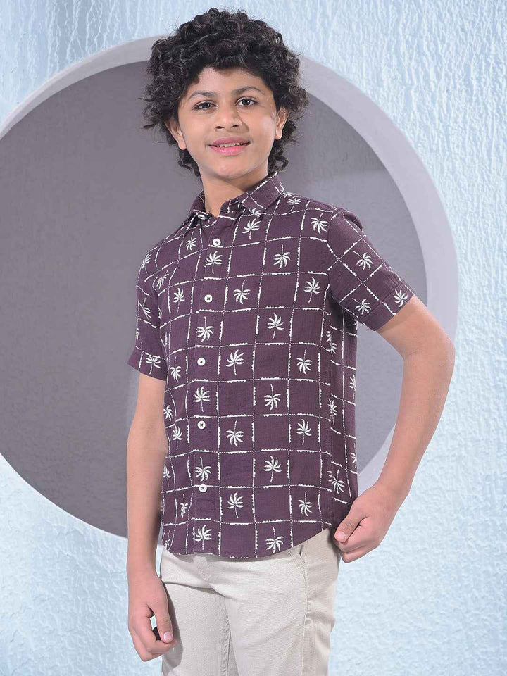 Wine Botanical Print 100% Cotton Shirt