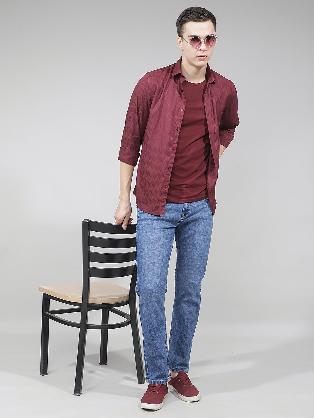 Structured Royal Blue Straight Jeans