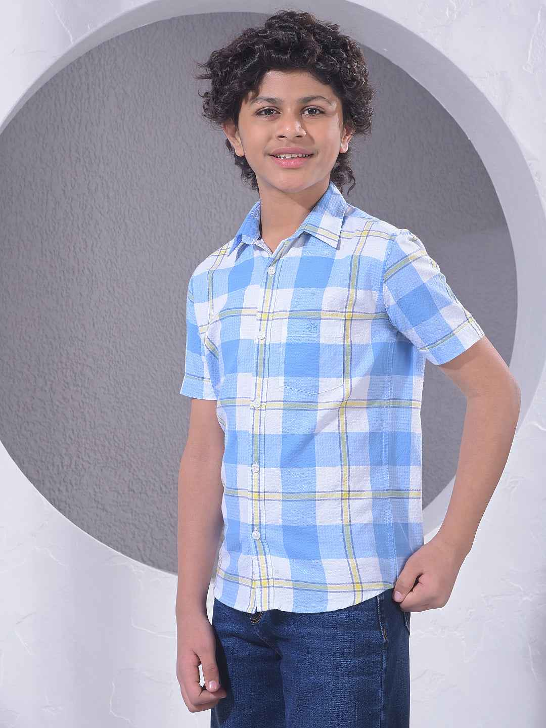 Blue Checked 100% Cotton Shirt