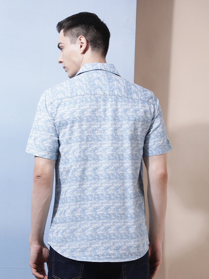 Blue Floral Print Shirt
