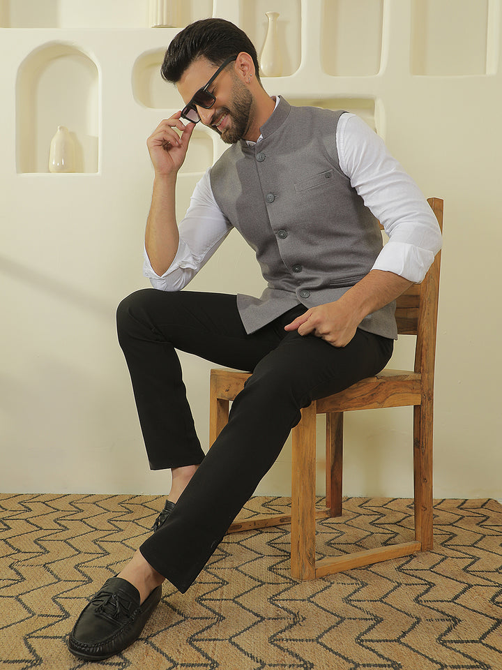 Minimalist Charcoal Grey Sleeveless Waistcoat