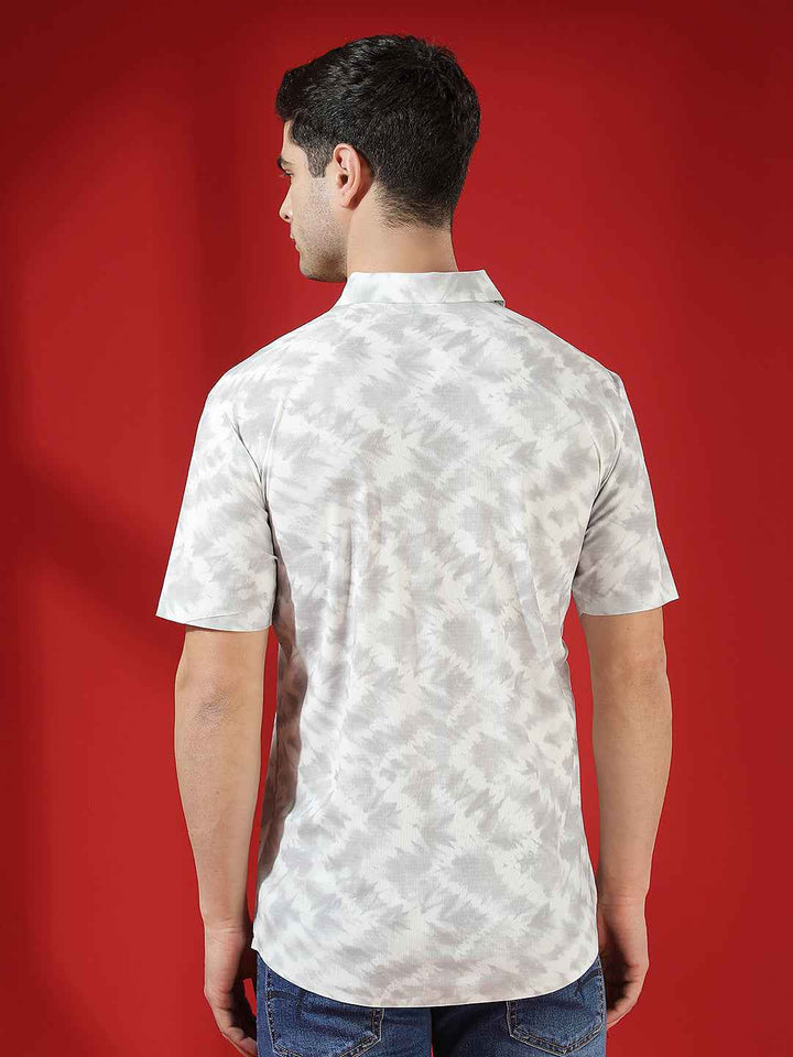 Grey Abstract Print Chic Shirt