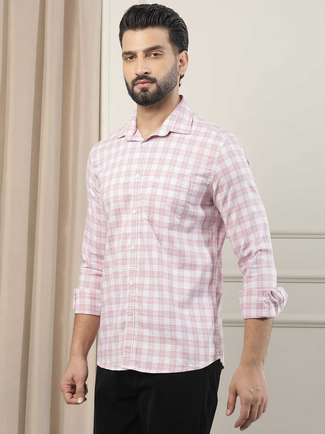 Pink 100% Cotton Checked Shirt