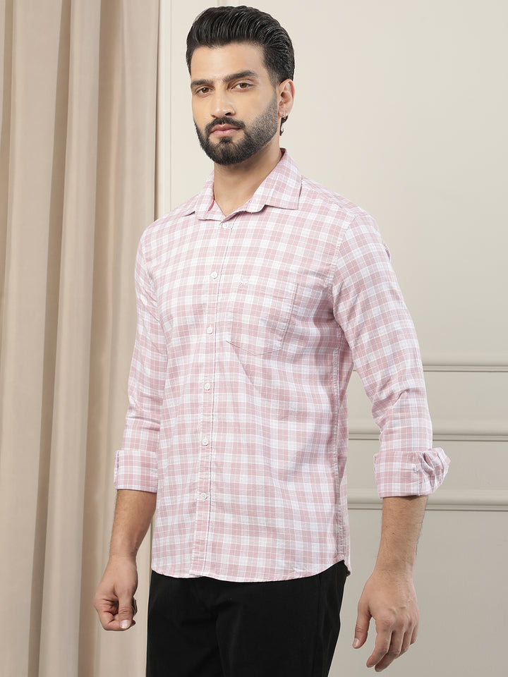 Pink 100% Cotton Checked Shirt