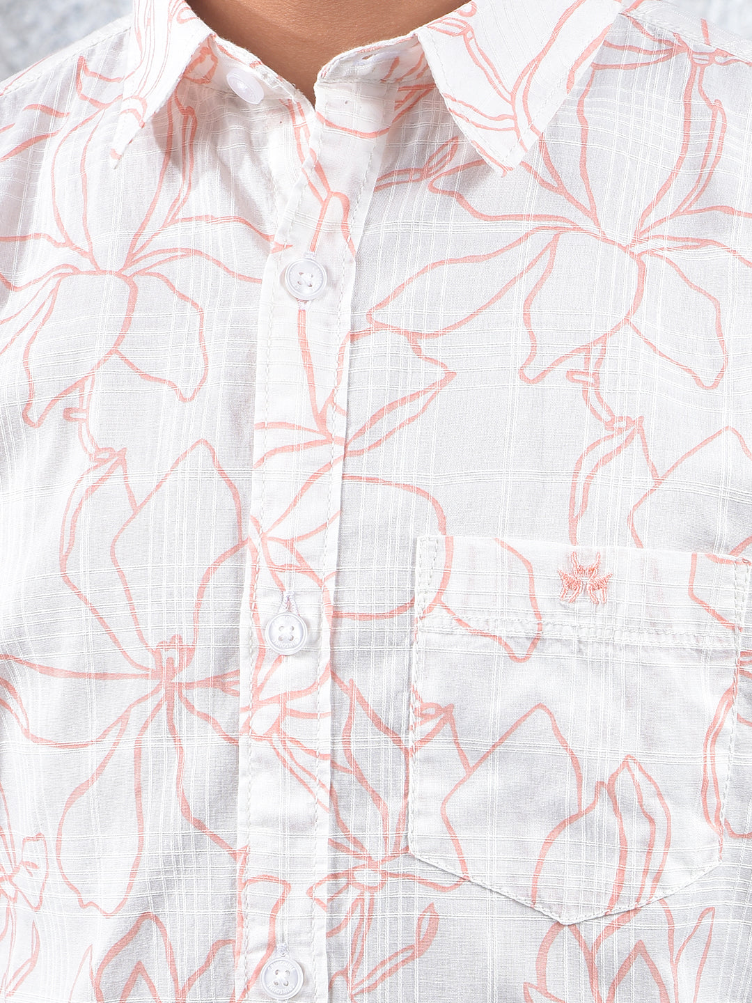 White Floral Print 100% Cotton Shirt-Boys Shirts-Crimsoune Club
