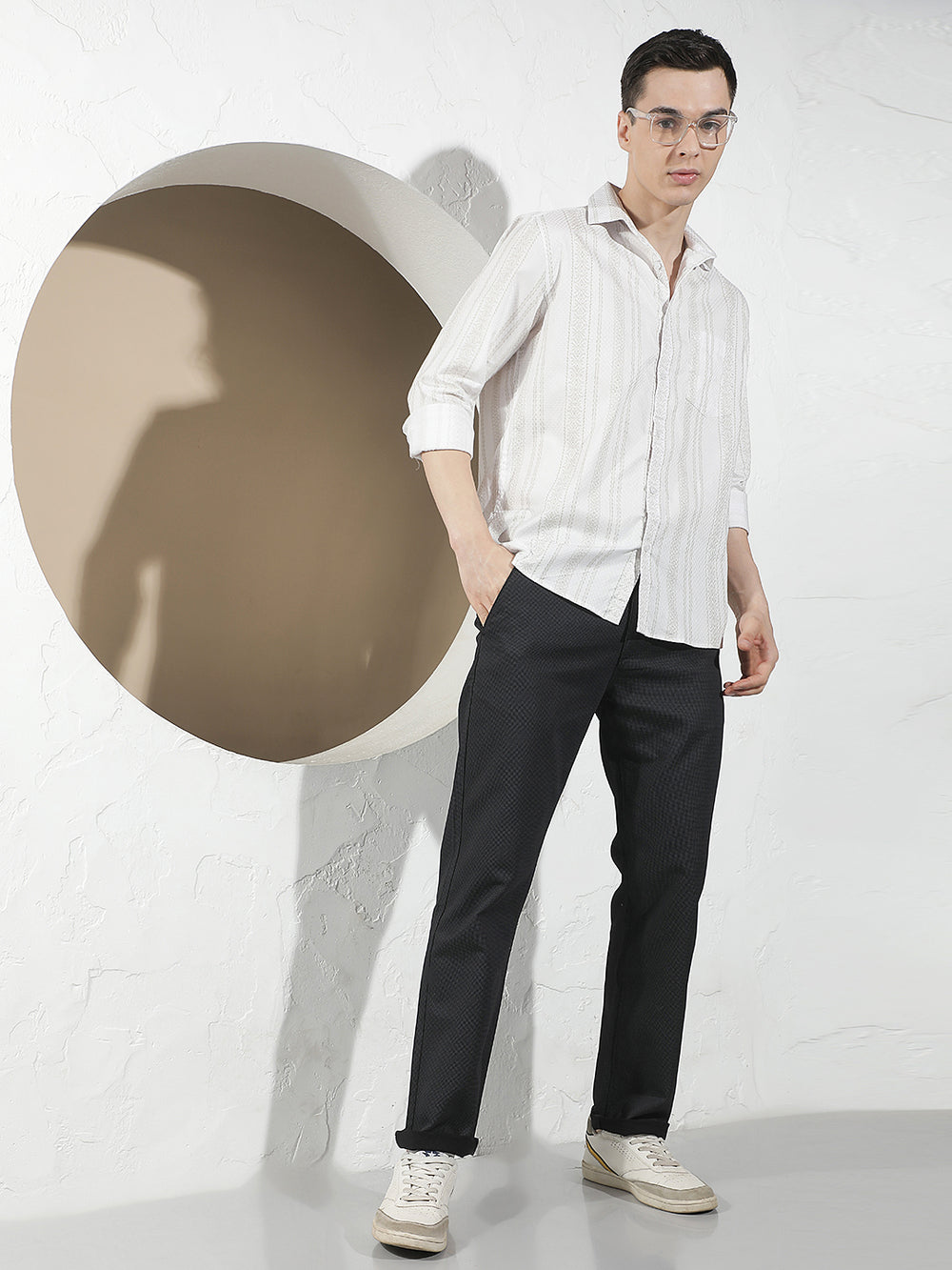 Black Printed Straight Trousers
