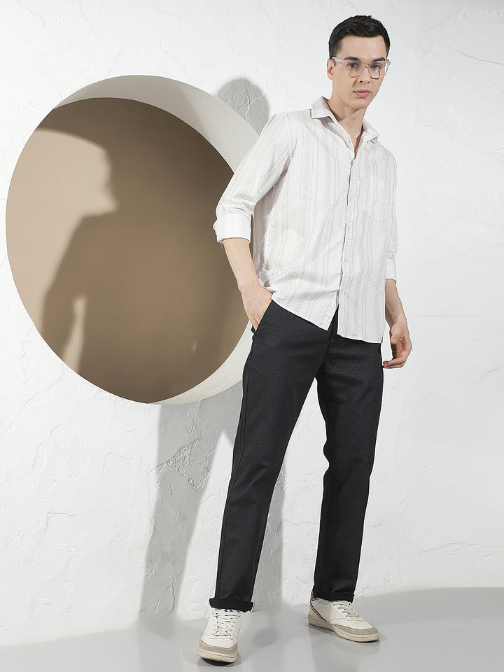 Black Printed Straight Trousers