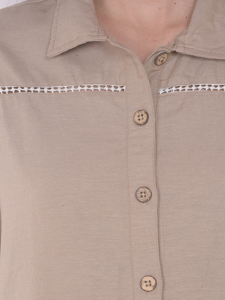 Minimalist Beige Linen Shirt