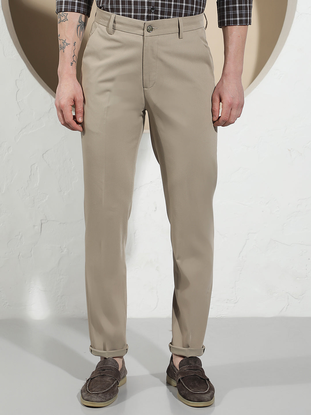 Relaxed Warm Sand Beige Trousers