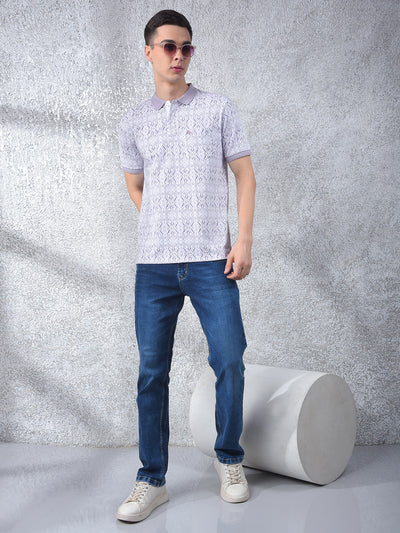 Pink Printed Polo Neck T-Shirt