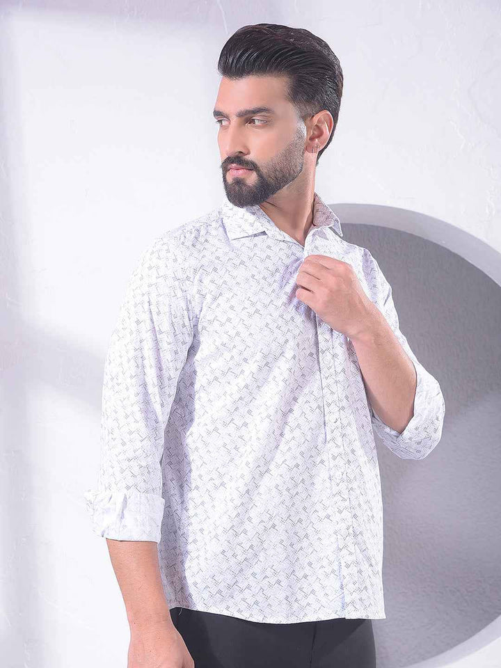 Grey Geometric Print Shirt