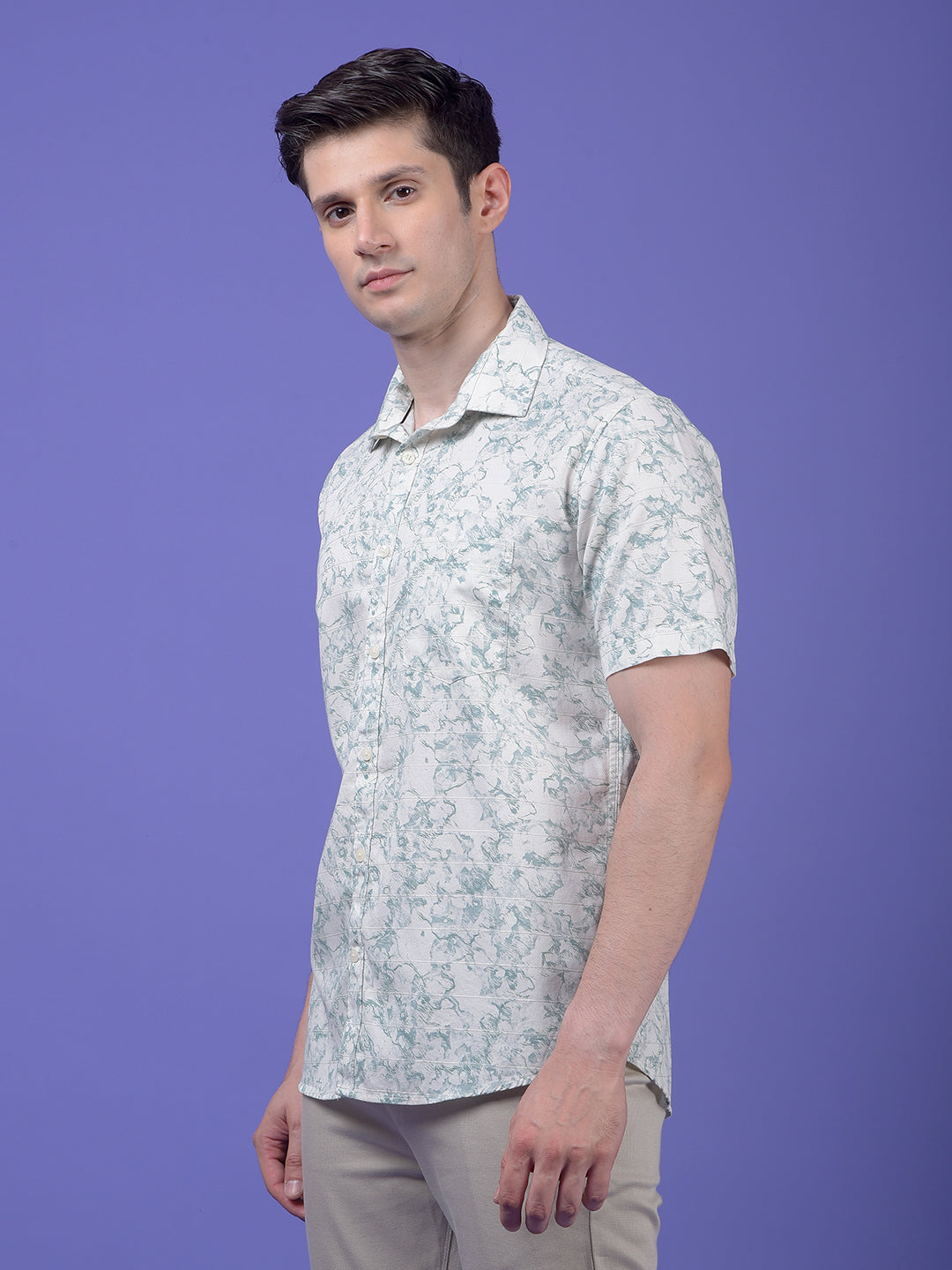 Grey Printed 100% Cotton Shirt