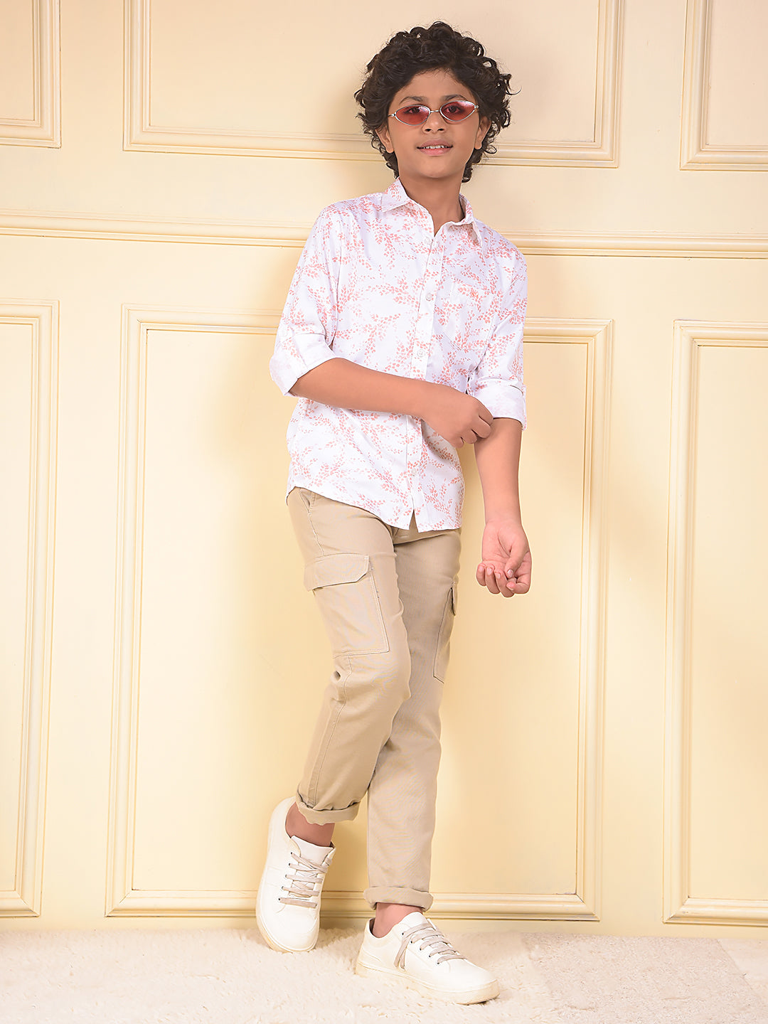 Peach Floral Print Shirt