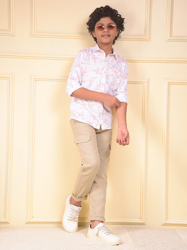 Peach Floral Print Shirt