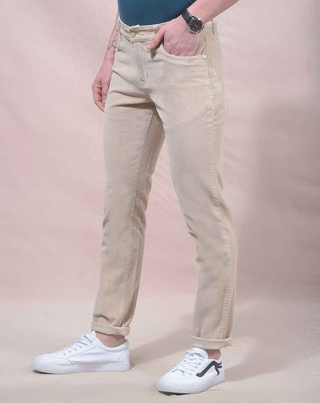 Ridge Beige Corduroy Trousers