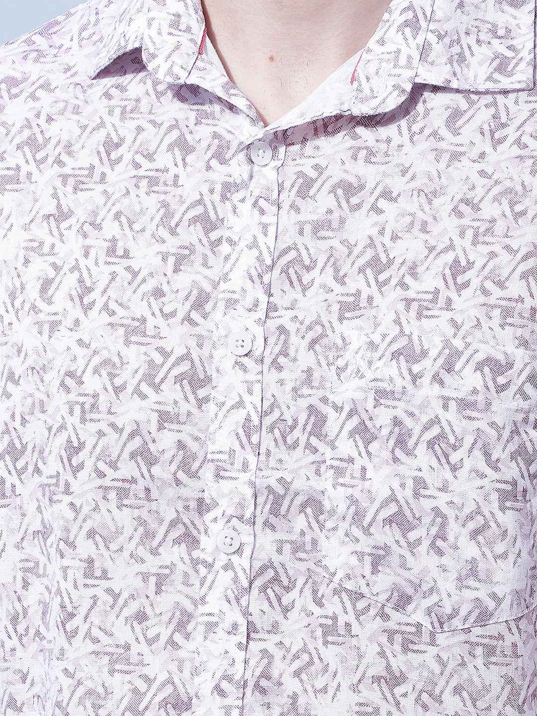 Pink Printed Linen Shirt