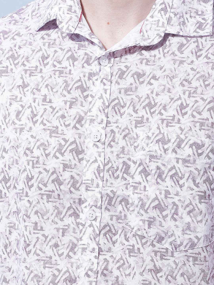 Pink Printed Linen Shirt