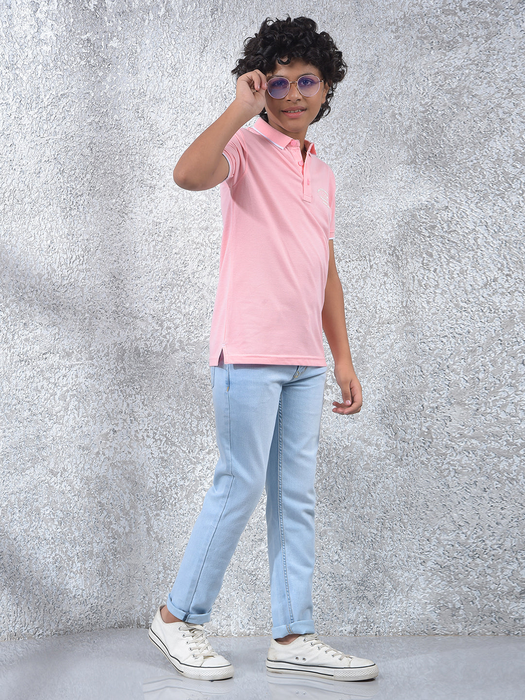 Voltage Track Pink Polo Neck T-Shirt