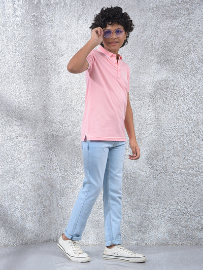 Voltage Track Pink Polo Neck T-Shirt