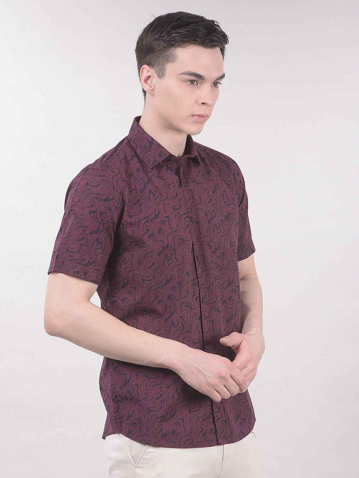 Wine Abstract Print Shirt