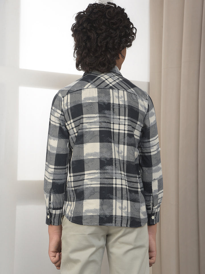 Blue Checked 100% Cotton Corduroy Shirt