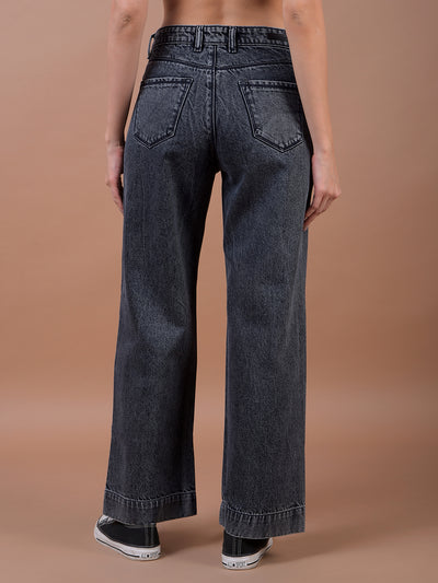 Grey Wide Leg 100% Cotton Jeans