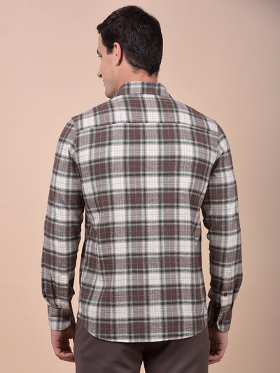Brown Checked 100% Cotton Shirt