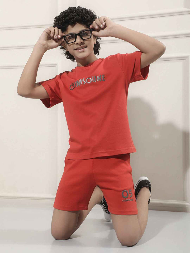 Red Typographic Print 100% Cotton T-Shirt