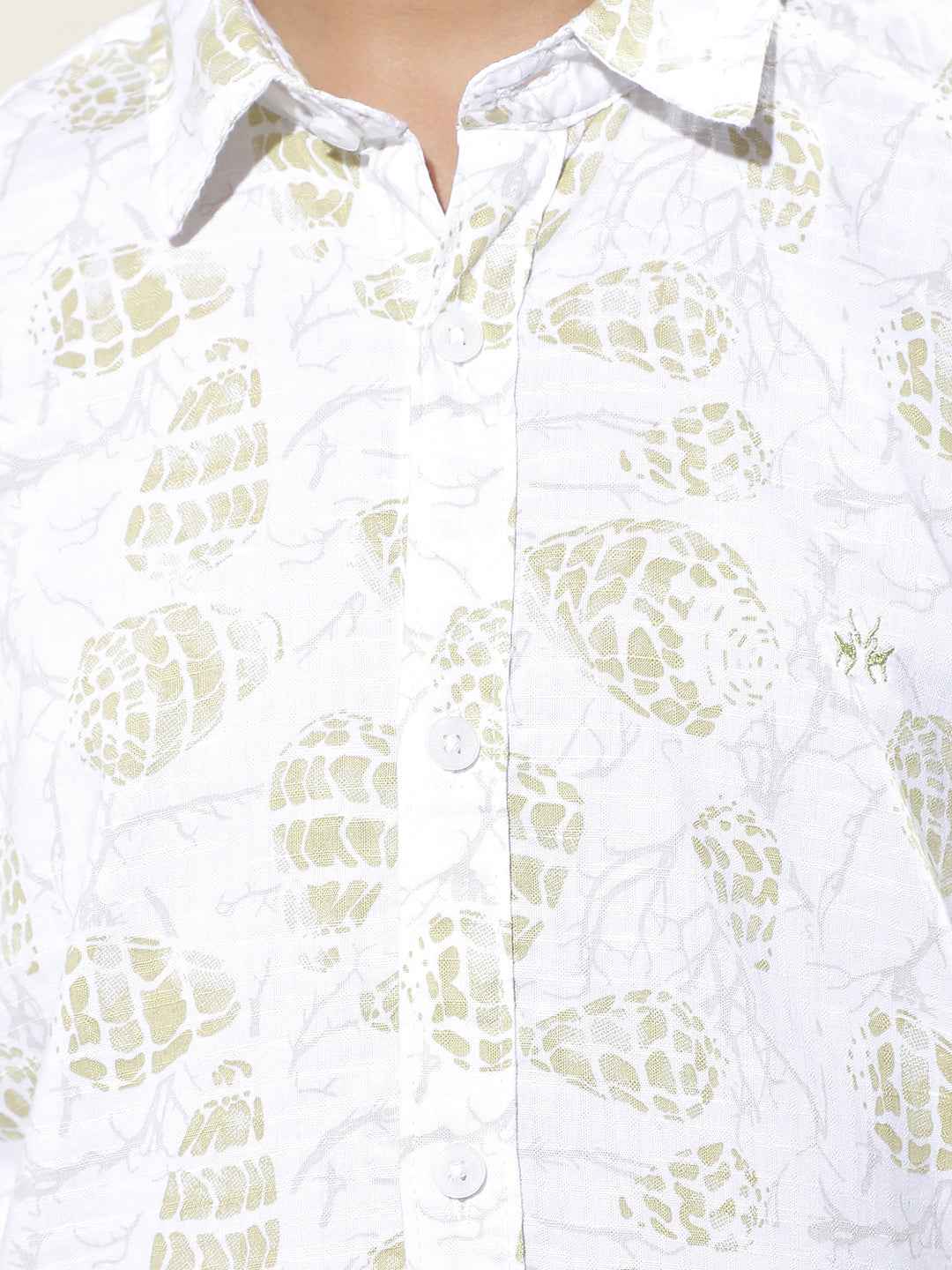 Olive Floral Print Shirt