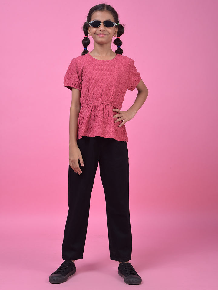 Pink Printed Peplum Top