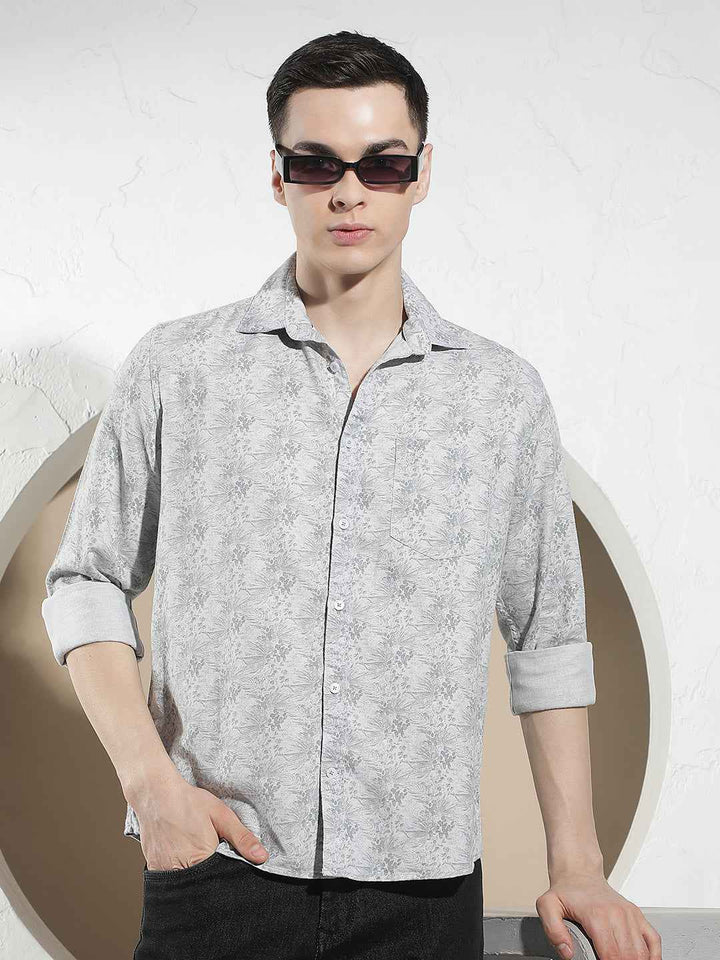 Ivory Grey Printed Shirt