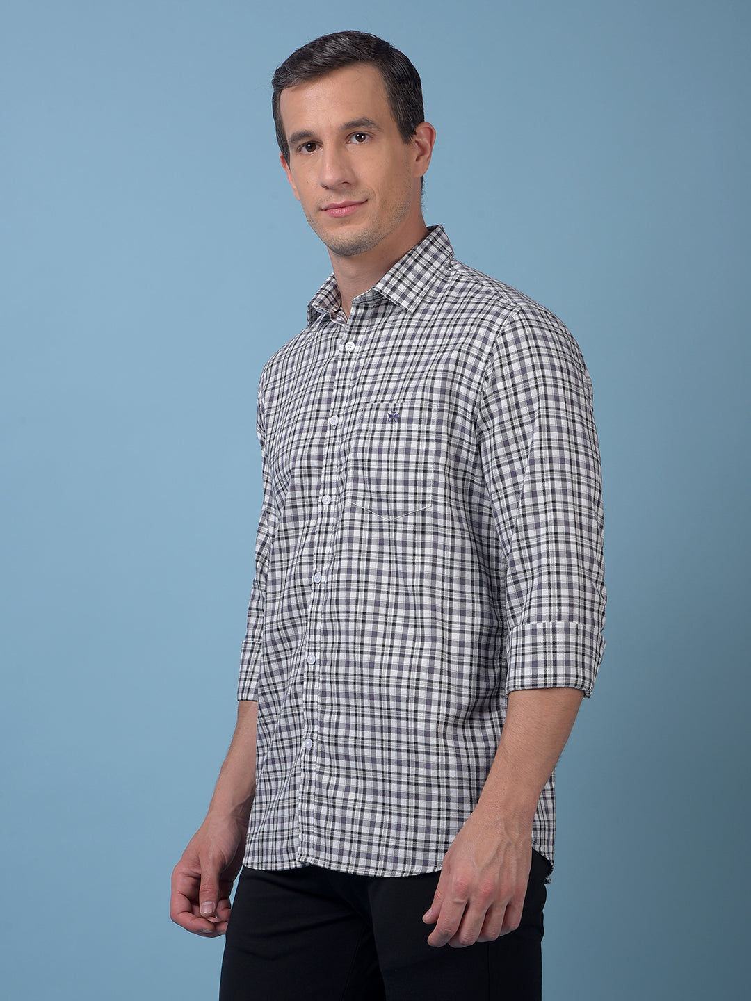 Purple Checked 100% Cotton Shirt