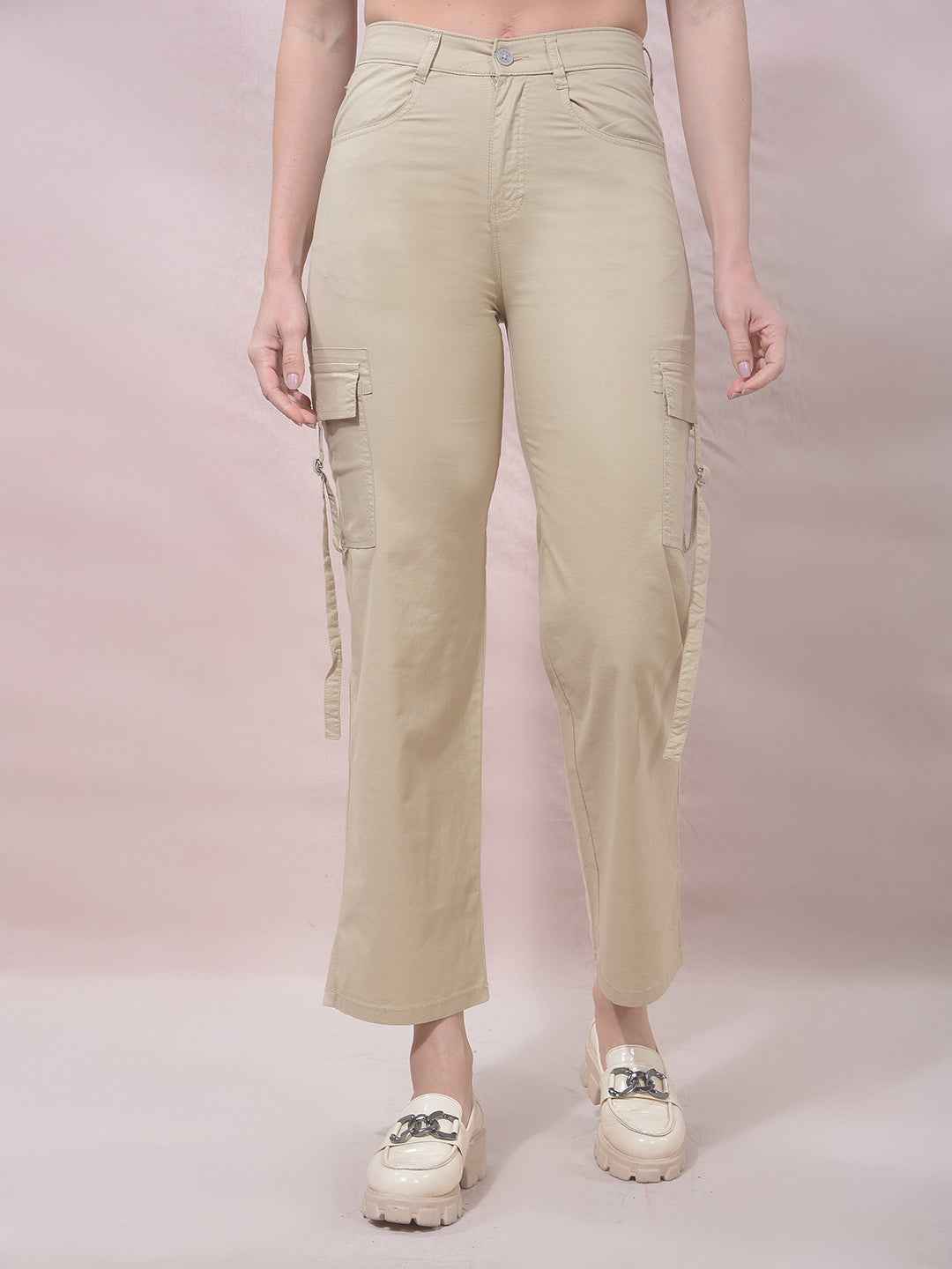 Beige Flow Cargo Trousers