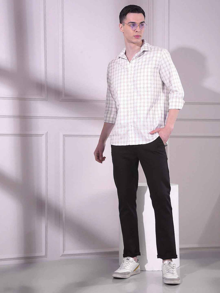 Brown Checked 100% Cotton Shirt